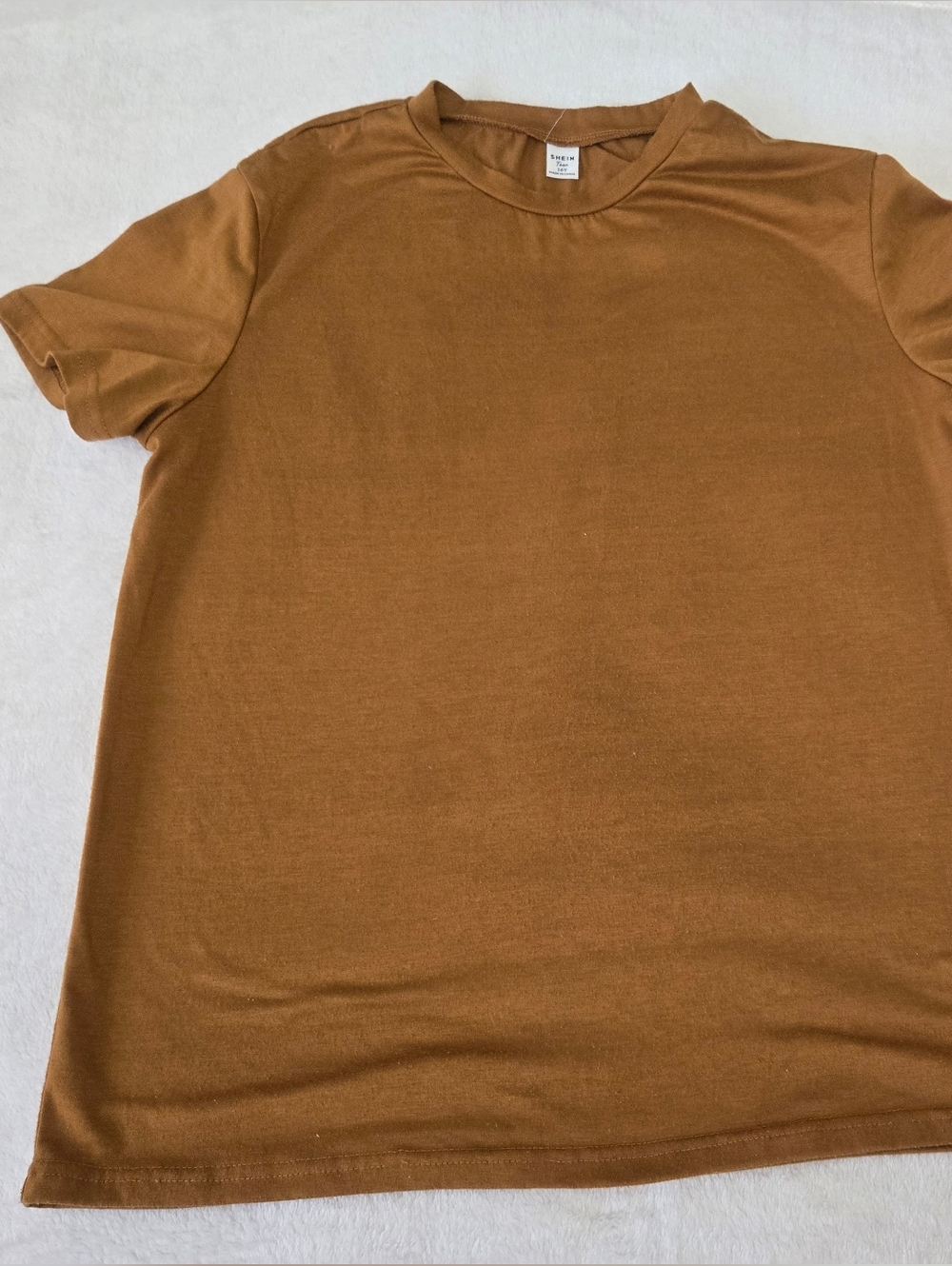 SHEIN Boys Short Sleeve Solid Brown Crewneck T-Shirt Size 16